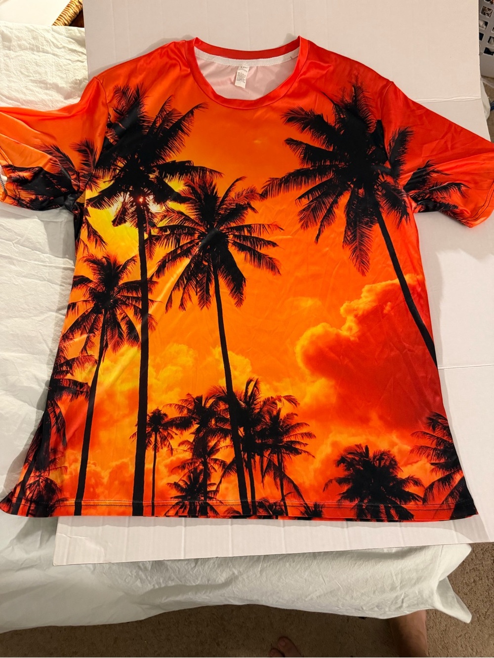 #257 Men’s Orange Palm Hawaiian-Print Short Sleeve Tee